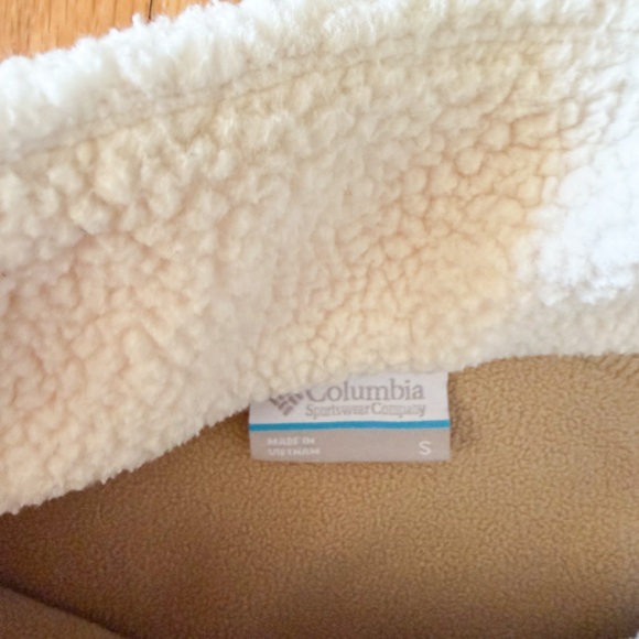 SOLD Columbia Lodge Sherpa pullover two toned cream brown woman small - Picture 3 of 4